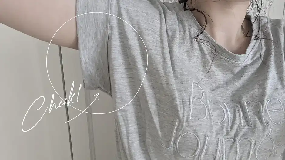 より汗ジミが目立ちやすいグレーのTシャツでも汗ジミ0