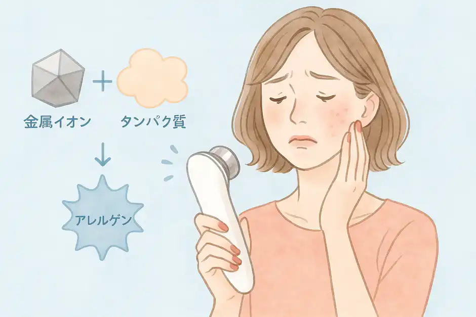 金属から溶け出したイオンとタンパク質で【アレルギー性皮膚炎】になる