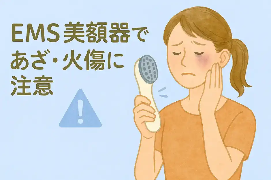 EMS(電気刺激)タイプの美顔器であざや火傷