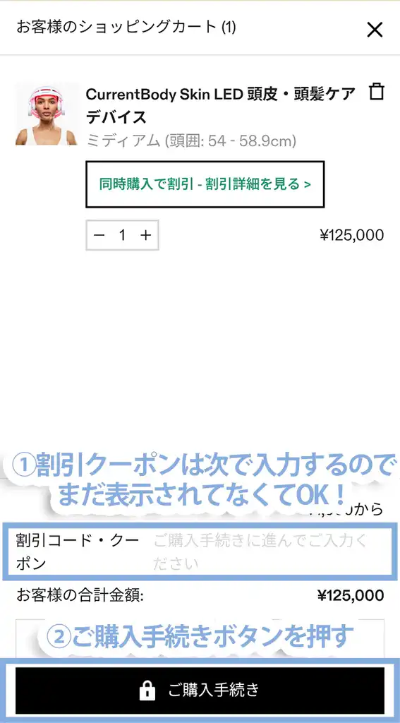 「ご購入手続き」ボタンを押す