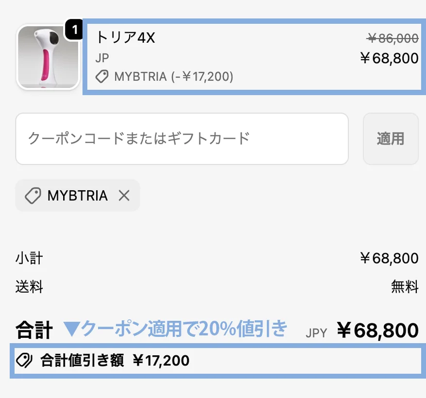 トリアクーポン適用例