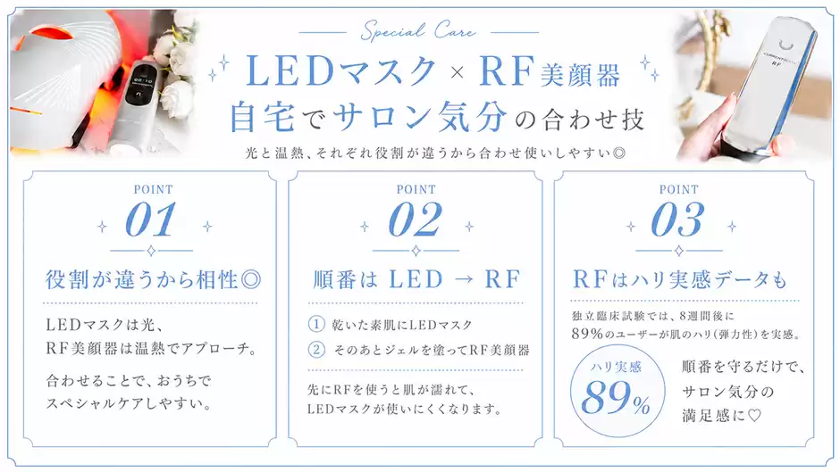 LEDマスク × RF(ラジオ波)美顔器｜"自宅でサロン気分"の合わせ技