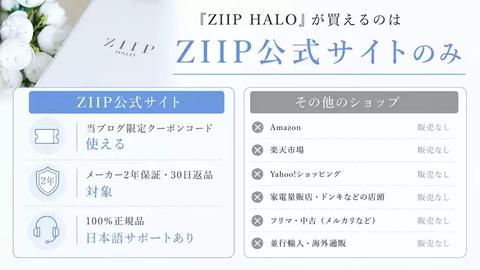 【保証とサポート付】『ZIIP HALO』が買えるのはZIIP公式サイトのみ