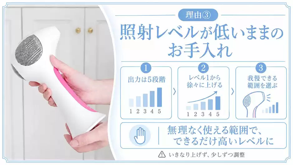 理由③ 照射レベルが低いままのお手入れ